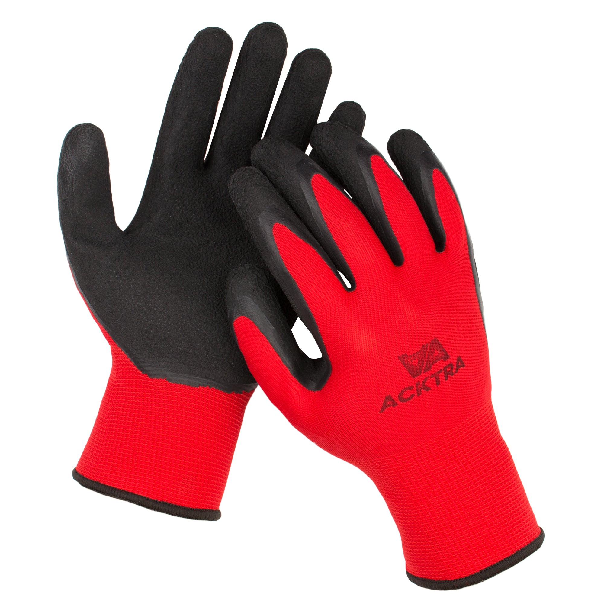 ACKTRA Premium Coated Nylon Safety WORK GLOVES, Knit Wrist Cuff