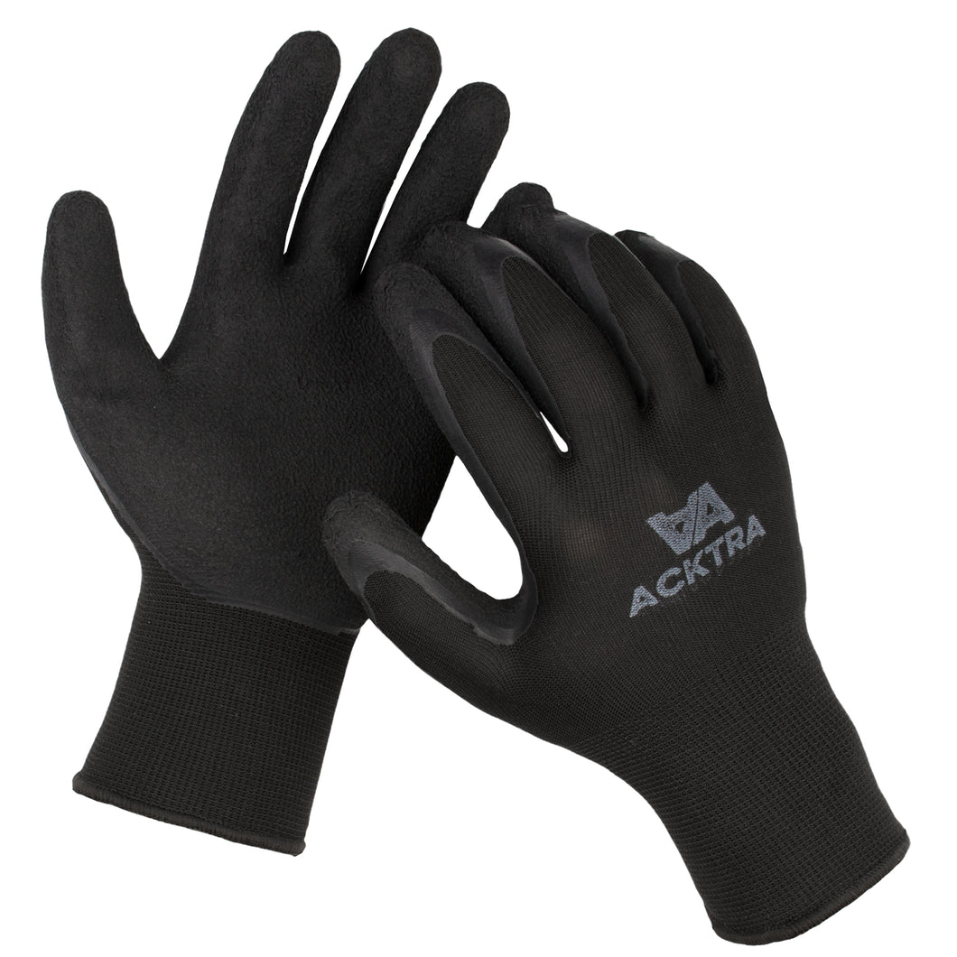 ACKTRA Ultra-Thin Polyurethane ( PU ) Coated Nylon WORK GLOVES 12 Pairs /  Dozen, Knit Wrist Cuff, for Precision Work, for Men & Women, Black Grey  White, Small Medium Large, WG002 – Acktra