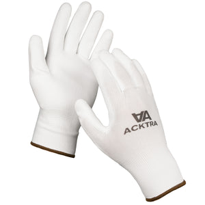 ACKTRA Wholesale Pack of 120 Pairs Ultra-Thin Polyurethane (PU) Coated Nylon Safety WORK GLOVES, Knit Wrist Cuff, for Precision Work, for Men & Women, WG002