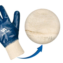 ACKTRA Nitrile Fully Coated Cotton WORK GLOVES 12 Pairs / Dozen, Knit Wrist Cuff, Oil Acid Alkali Resistant, for Men & Women, Blue, WG005