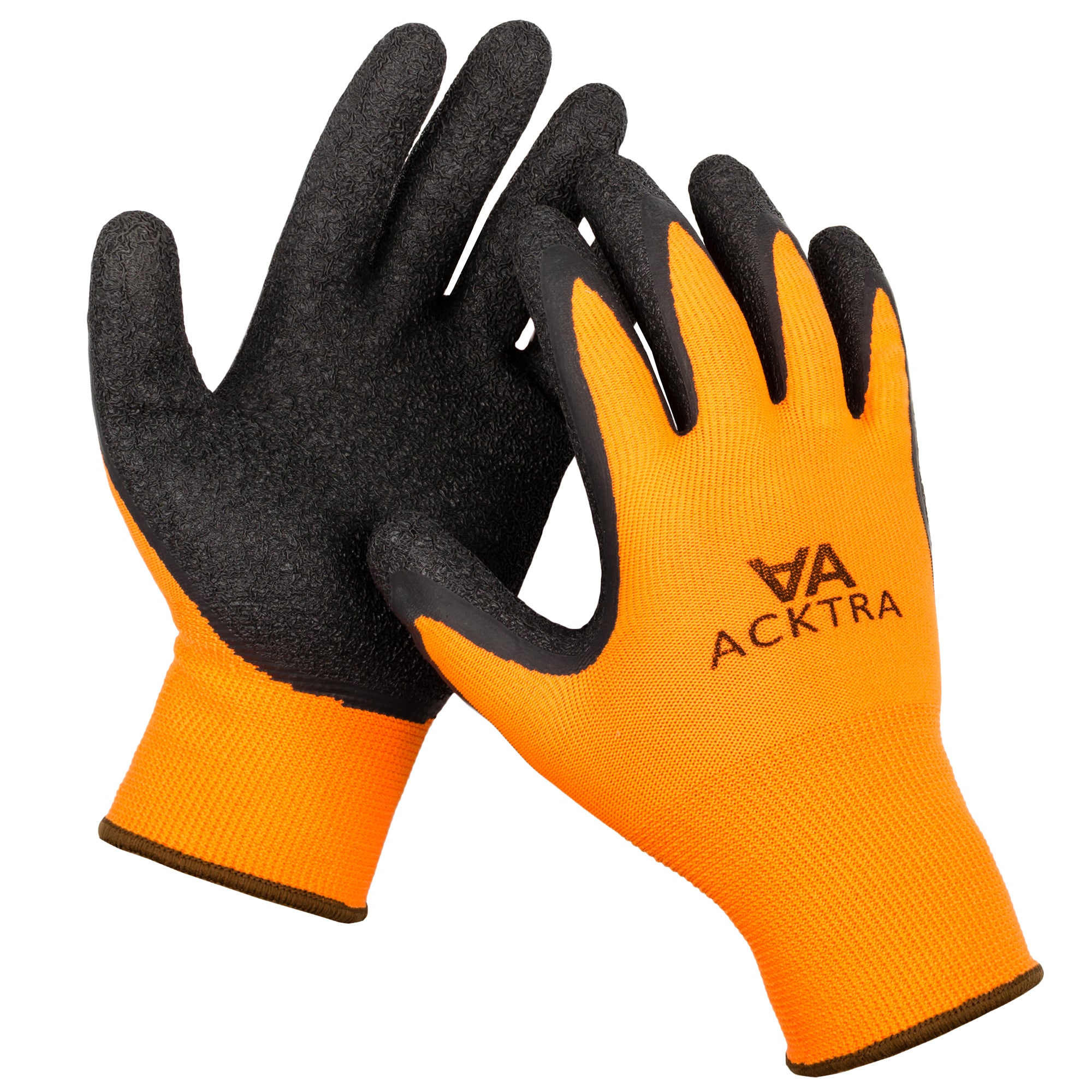 Acktra Ultra-Thin Pu Safety Work Gloves 12 Pairs, Wg002 Orange Black,  X-Small