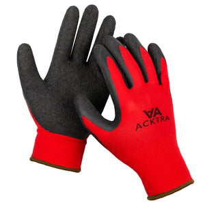 ACKTRA Latex  Coated Nylon Safety WORK GLOVES 12 Pairs / Dozen, Knit Wrist Cuff, Multipurpose, for Men & Women, WG008