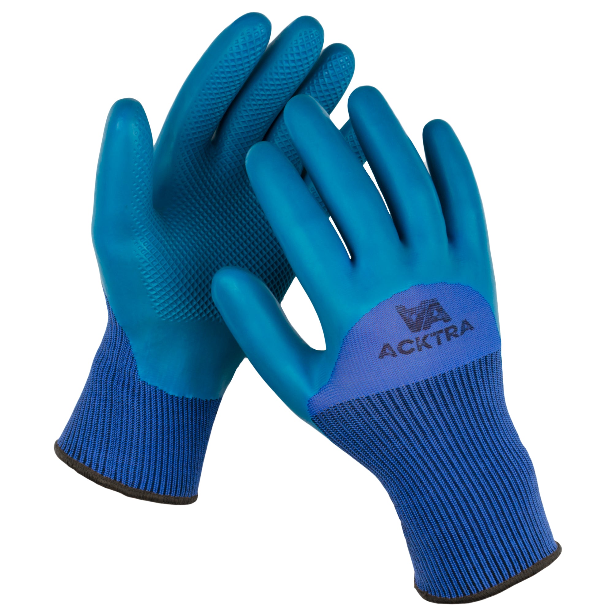 ACKTRA Safety WORK GLOVES 12 pairs, Seamless Blue Nylon Spandex