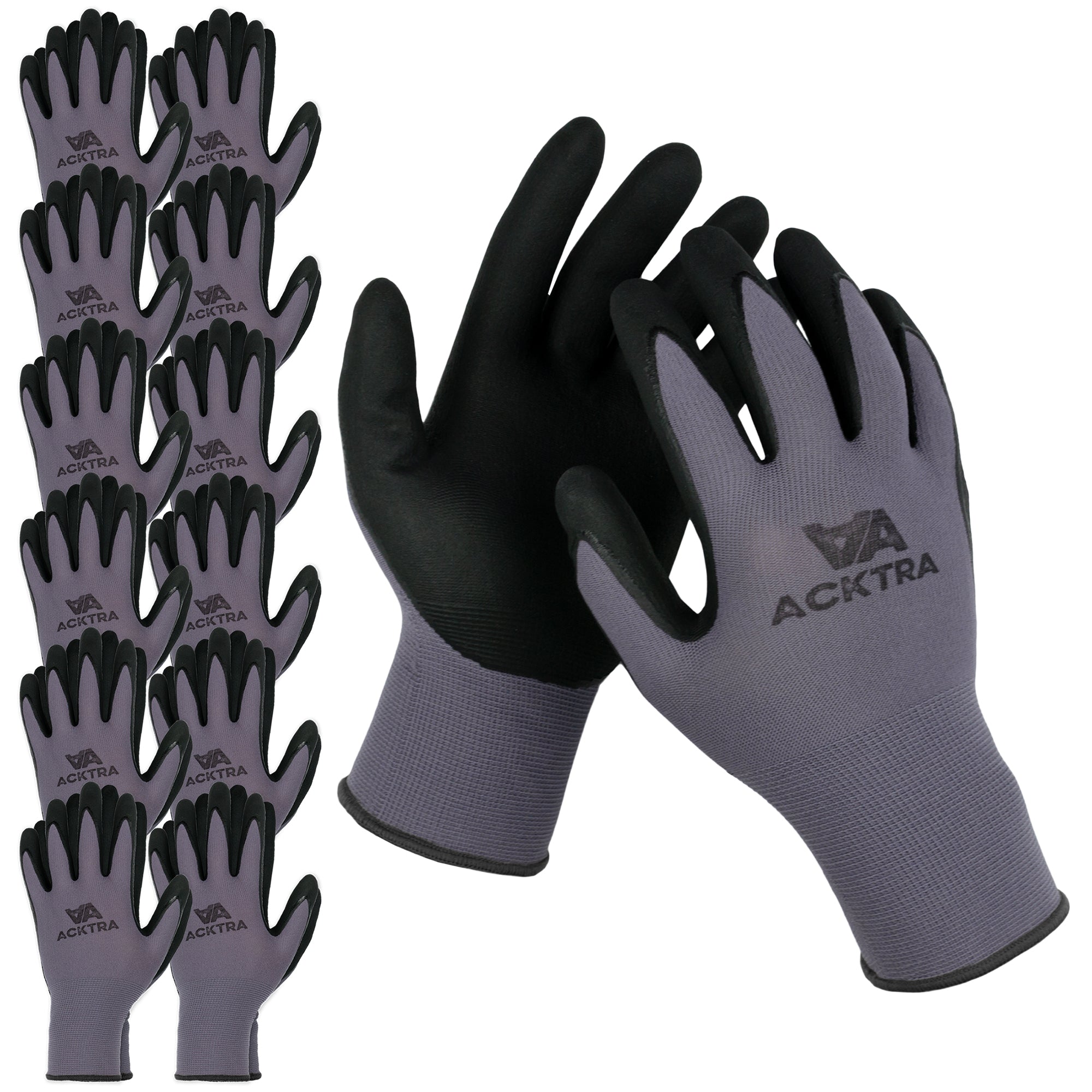 Master Mechanic Work Gloves, Nitrile-Coated , Polyester Shell, Black/Gray,  Men's XL